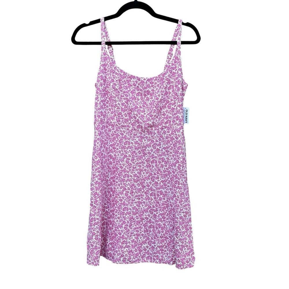 Old Navy Linen Floral Pink And White Mini Dress NWT, MSRP $40 women’s XS - Picture 1 of 5